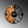 Wallity Reloj de Pared Decorativo 61, Madera y Metal, Nogal y Negro, 56 cm